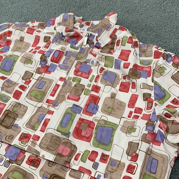 NEW Liz Golf retro 70s geometric print Anorak windbreaker pullover jacket - Picture 3 of 10